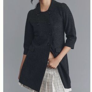 NWT Maeve Anthropologie Double-Breasted Merino Wool Long Cardigan Sweater RARE M